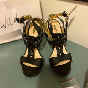 Strappy black platform sandals